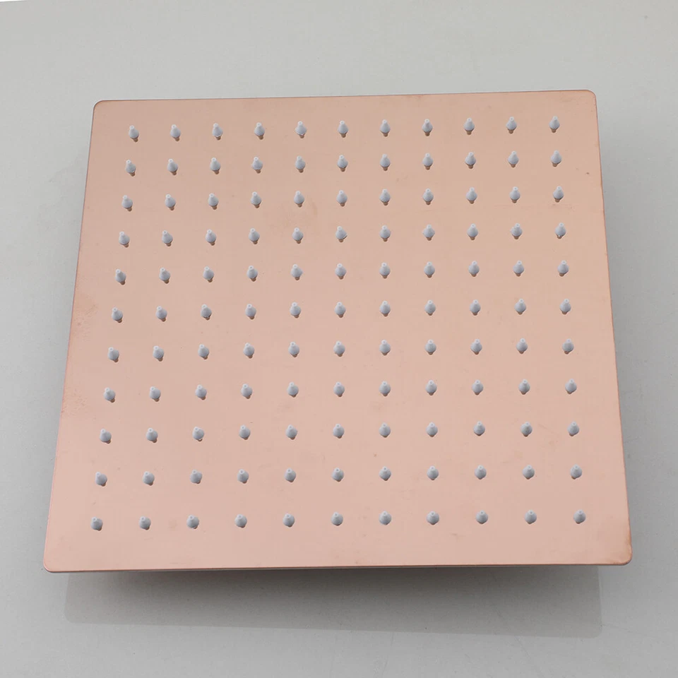 Soffione doccia quadrato oro rosa 12" valvola miscelatore 3 vie sistema doccia portatile - Immagine 4 di 4