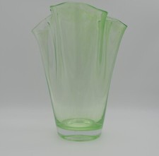 Mid-Century Italian Fazzoletto Green Murano Glass Vase