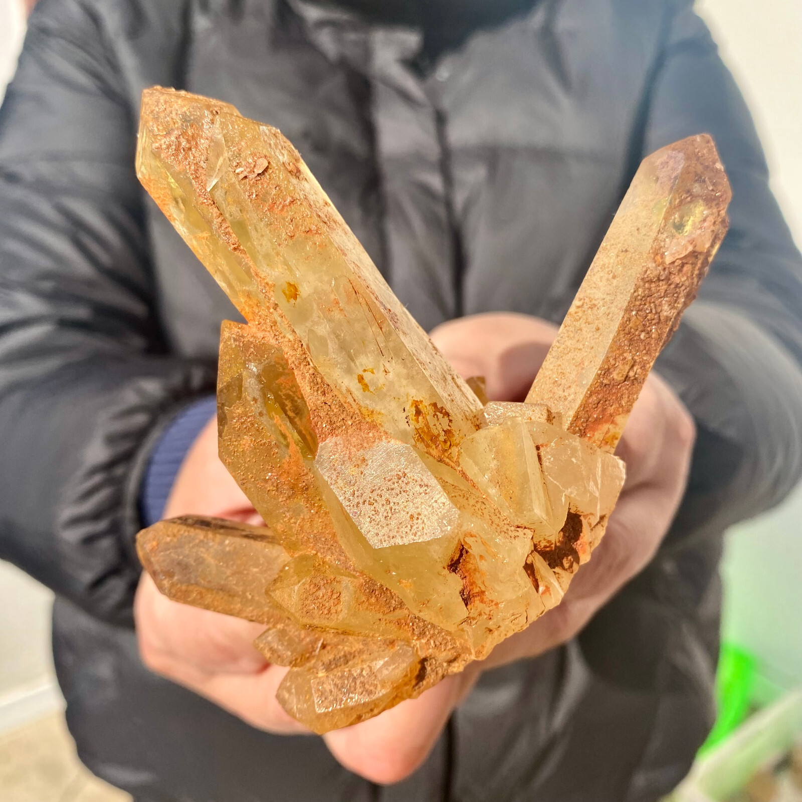 206G Natural Topaz Cluster Mineral Specimen with Quartz Crystal for Reiki Healing