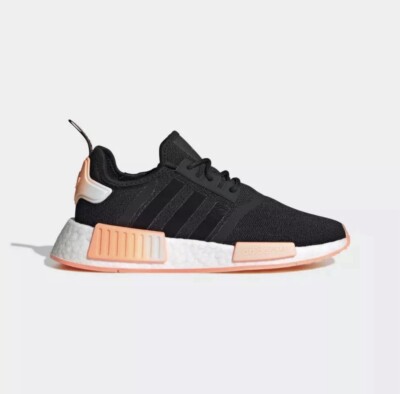 Adidas NMD_R1 Originals Shoes Black White Orange Running GW9463 Womens Size