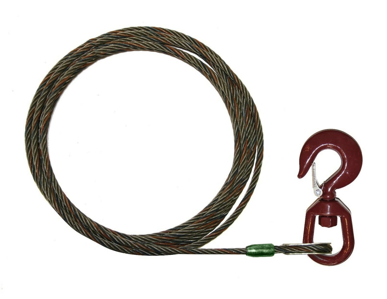 5/8" x 200' Winch Cable Steel Core 7 Ton Swivel Hook 11600 lb Tow Wrecker Line