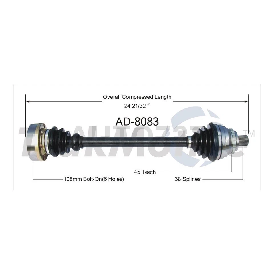 Front Driver Passenger CV Axle CV Joint Shaft Assembly For Audi A6 Quattro 1995 - Image 2 of 3