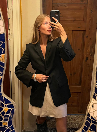 Women'S Casual Long Sleeve Lapel Oversized Button Work Office Blazer Suit Jacket - Picture 4 of 4