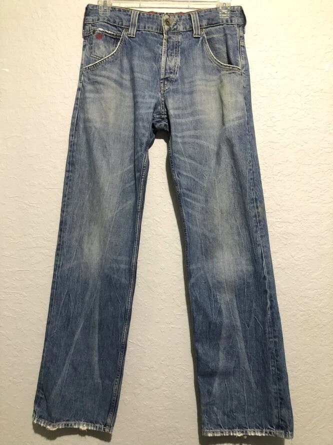 Hilfiger Brand Ritch Blue Jeans Men&#039;s 32/34 Button Fly | eBay