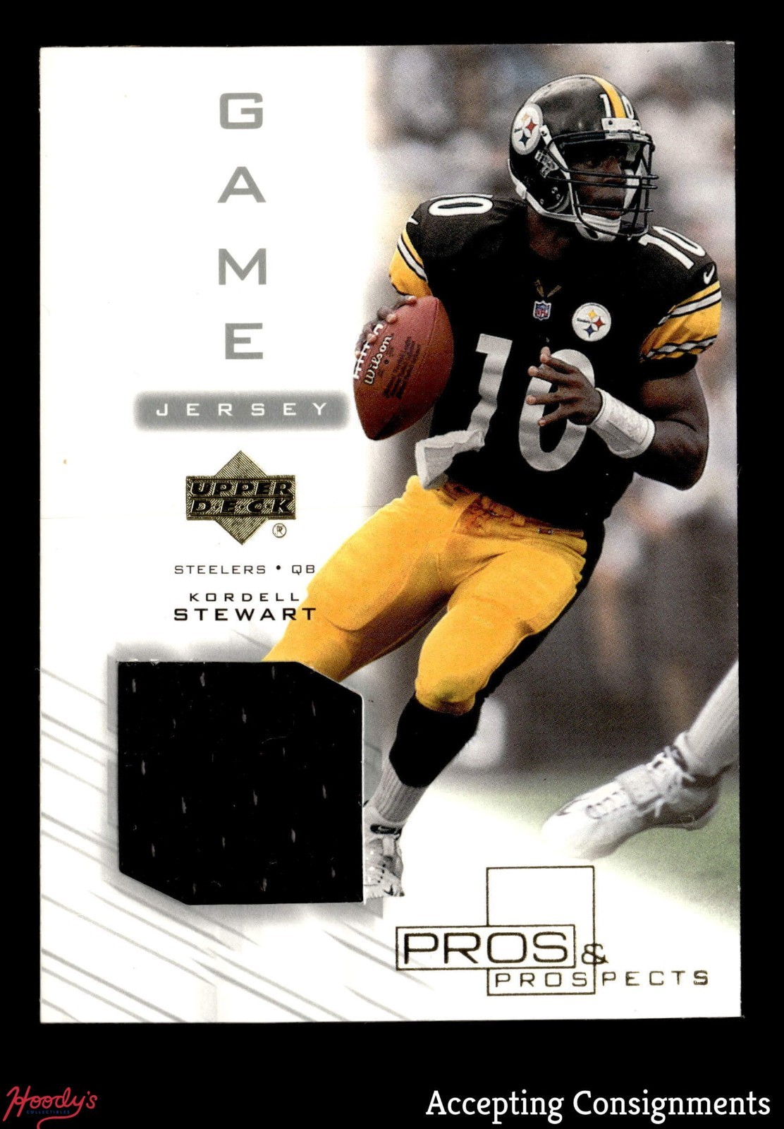 2001 Upper Deck Pros & Prospects #KSJ Kordell Stewart GAME-USED JERSEY STEELERS view 1