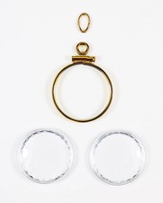 GOLD NUGGET HOLDER QTY 17MM GOLD FILLED W/ 2 WATCH CRYSTALS & 1-JUMP RING