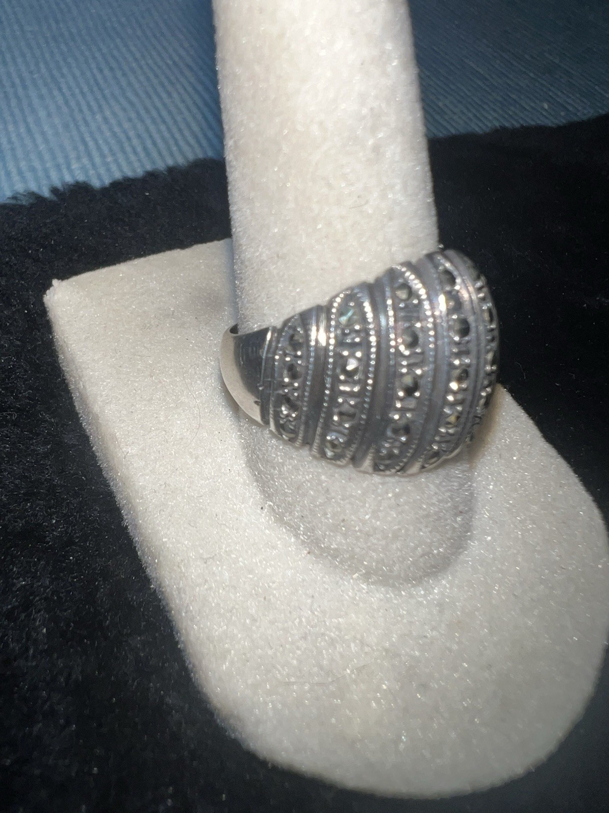 925 Sterling Silver Sparkling Solid Thick Etched … - image 2