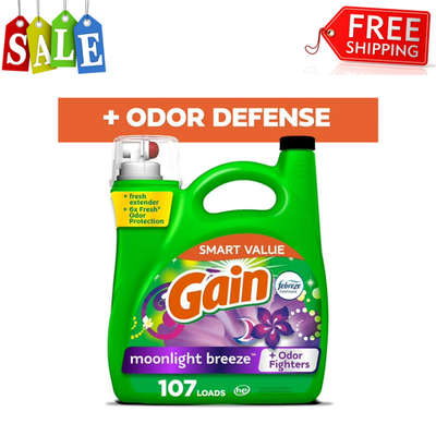 #ad New Gain Laundry Detergent Liquid Moonlight Breeze Scent 154 fl oz 107 Loads $20.29