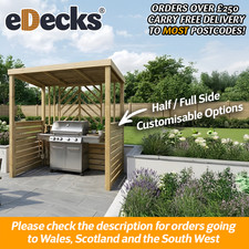 Grillhouse BBQ Shelter Treated Pressure Timber Half Full Side Options Barbeque