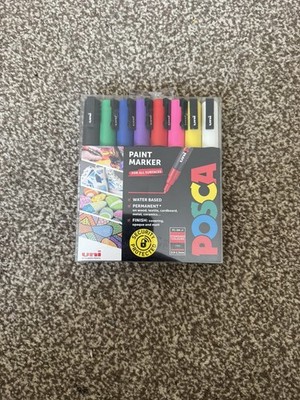POSCA PC-3M Feine Kugelspitze Multi-Oberflächen Lackmarker STANDARDFARBEN 8ER-PACK