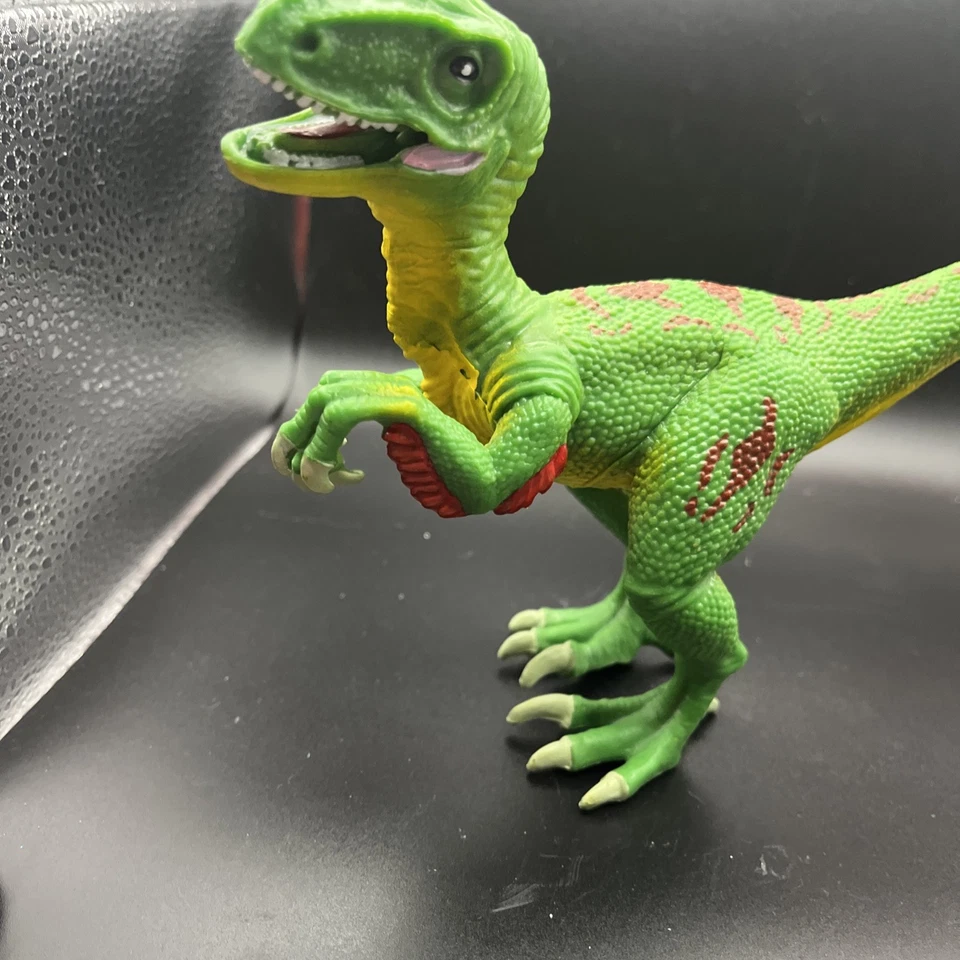 Figura de animal velociraptor verde Schleich 2003 de colección réplica jurásica Foto 3 de 4