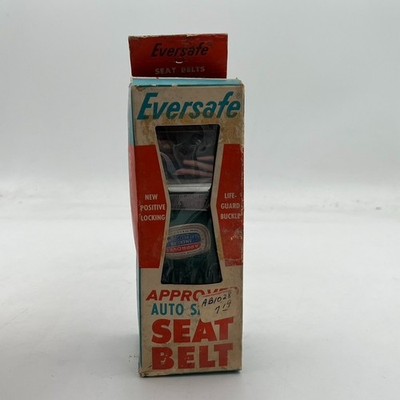 Vintage Eversafe Auto Safety Belt NOS Green Teal Lap Seat Belt JA-60 USA 1960s
