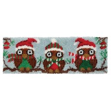 Herrschners  Winter Owls Trio Bench Pillow Latch Hook Kit