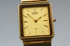 Vintage [N MINT] Citizen Forma 2820-265742 Champagne Gold Tank Mens Watch JAPAN