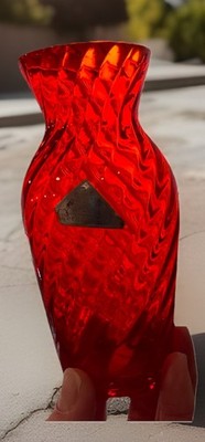 Vintage Old Morgantown Red/Orange Genuine Lead Crystal USA Switl-Optic UV 5 1/4 