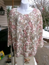 NWOT ALFRED DUNNER GREEN BEIGE PASILEY PRINT SWEATER 3X
