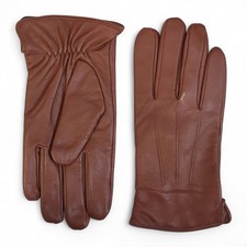 Men’s Tan Brown Italian Leather Wool Lining  Riding Driving Casual Gloves