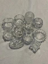 Lot of Eleven (11) Open Salt Cellars - Mixed Patterns and Cuts