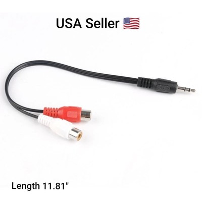 3.5mm AUX Stereo to 2 RCA Female Audio Y Cable Adapter Cord MP3 iPod Music AV