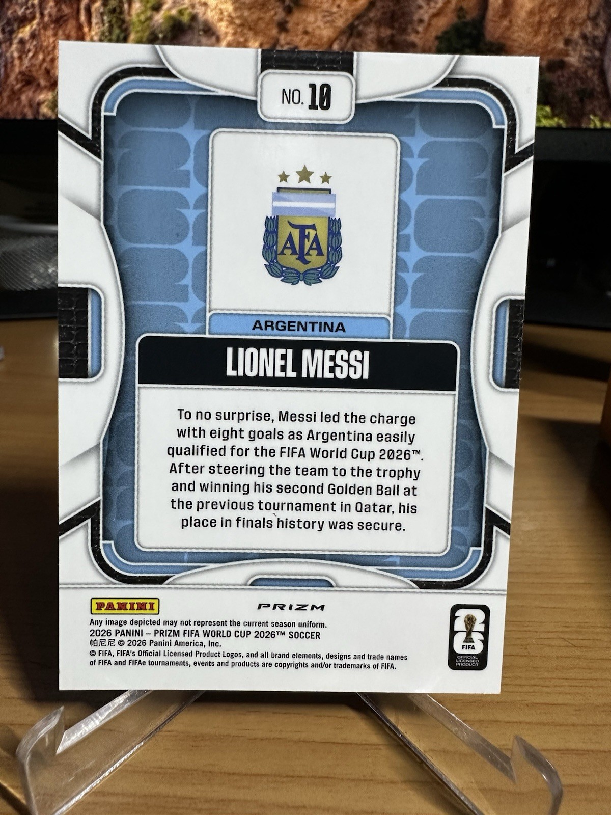 2026 Panini Prizm FIFA World Cup Lionel Messi Silver Refractor Holo Prizm No.10 view 2