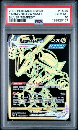 2022 POKEMON SWORD & SHIELD SILVER TEMPEST #TG29 FULL ART/RAYQUAZA VMAX PSA 10