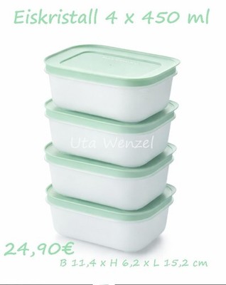 TUPPERWARE Eiskristall Gefrierbehälter Set 4x 450ml transparent Einfrieren Dose