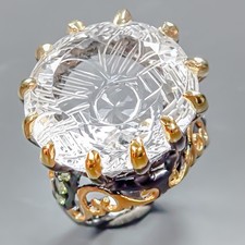 Jewellery 28ct Natural Quartz Ring 925 Sterling Silver Size 7.5 /R430946