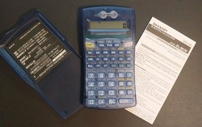 Sharp EL-501W Scientific Calculator Clear Blue w/ Case & Manual | Tested Working