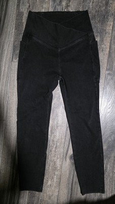 Women's Halara Thick Black Washed Crossover Leggings,  Side Pockets Size Small