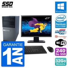 PC Tour Dell 9020 Ecran 27" Pentium G3220 RAM 32Go SSD 240Go Windows 10 Wifi