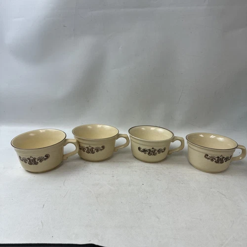 Set Of 4 Pfaltzgraff Village Coffee Mugs Tea Cups Short Handled Cup Vintage