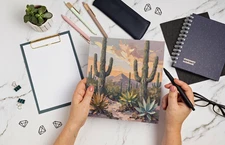 Desert Cactus Landscape Wall Art • Boho Terracotta Printable • Modern Southwest