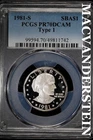 1981-S Susan B Anthony Dollar Proof — photo from another recent sale