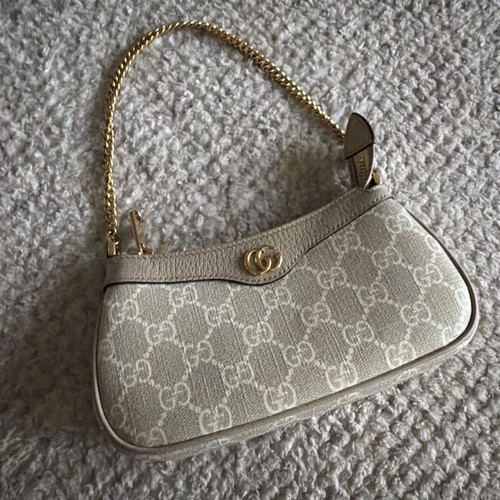 GUCCI Ophidia Small Beige And White GG Canvas Shoulder Bag New/Authentic