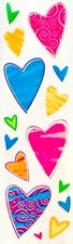  RARE  Kromekote HEART, HEARTS Sandylion Stickers - 1 strip