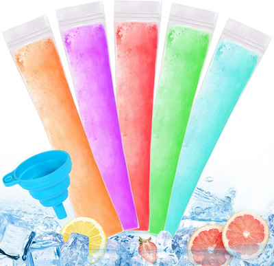 300 Disposable Ice Popsicle Mold Bags Comes With Funnel BPA Free Freezer Tubes
