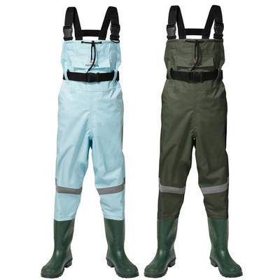 HISEA Kids Chest Waders Bootfoot Youth Waterproof Fishing Waders w/ Reflect Band
