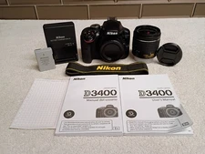 Nikon D3400 24.2MP DSLR Camera w/Nikon 18-55mm VR Zoom Lens  3,453 Clicks-Mint!