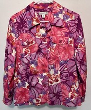 Coldwater Creek Womens Long Sleeve Button Front Floral Jacket Size Medium EUC