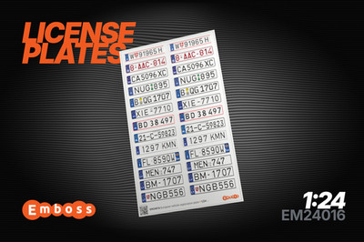 1:24 3D License Plates Detail Set for scale model EU Vehicles