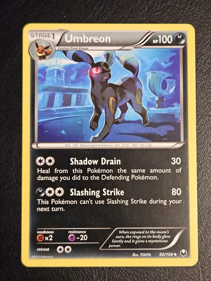 Umbreon 60/108 2012 B&W Dark Explorers Nintendo Non Holo Pokemon TCG VLP - Image 2 of 3
