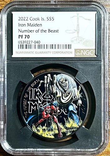 2022 Cook Islands The Number Of The Beast IRON MAIDEN 1 oz Silver Coin NGC PF 70