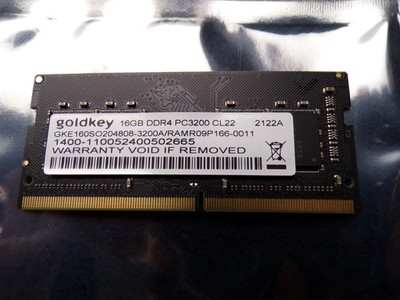 Goldkey GKE160SO2048=3200a 16GB PC3200 DDR4 3200MHz SODIMM Laptop