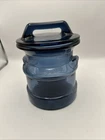 Vintage L.E. Smith Blue Glass 6” Milk Can Canister or Cookie Jar with Lid!!