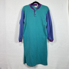 VTG LL Bean Sweatshirt Dress Women’s S Green Colorblock Long Sleeve 80s USA Made