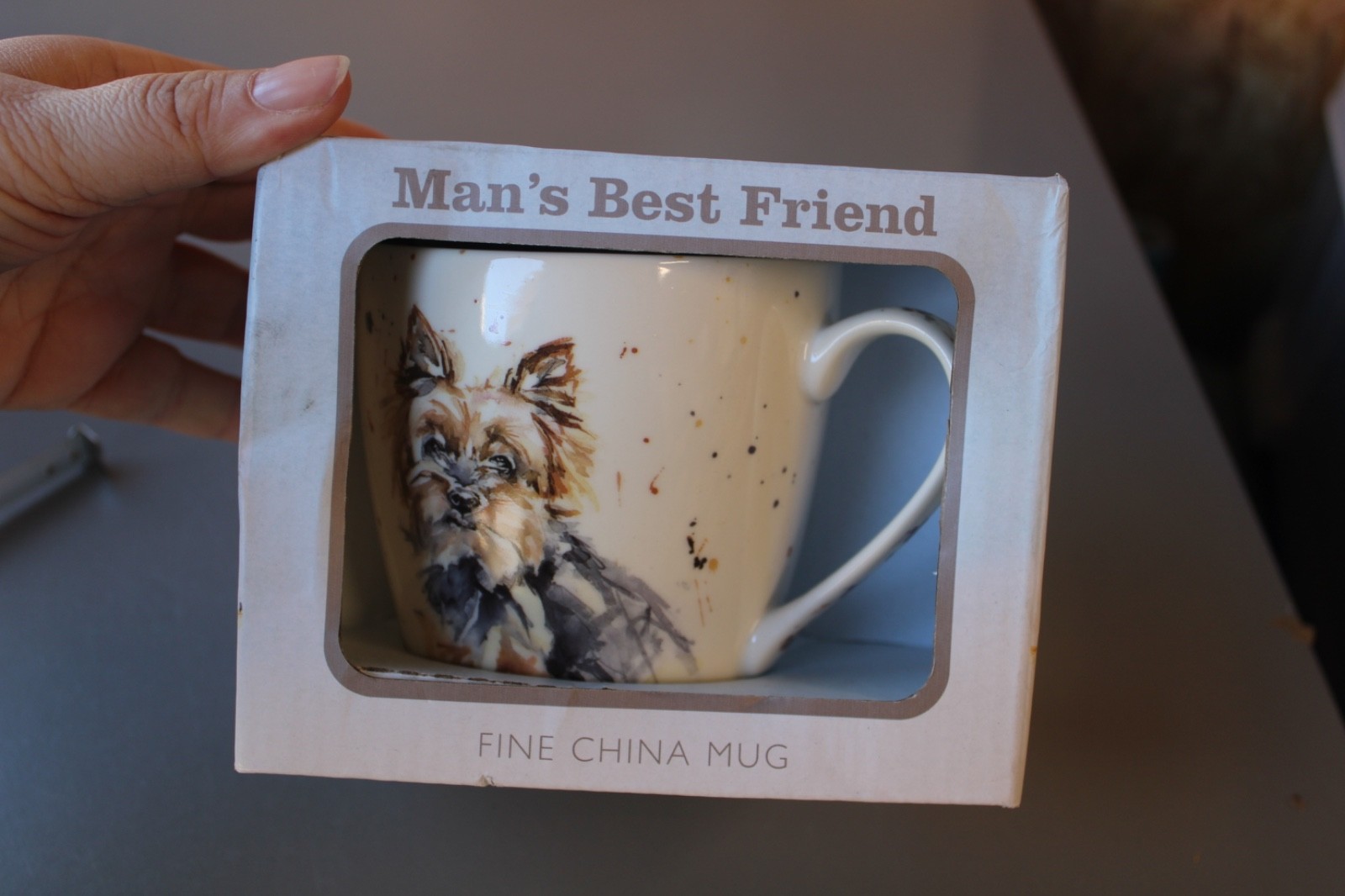 Lesser & Pavey Fine China Mug Beaker Tea Cup Mans Best Friend Yorkie Dog LP34095