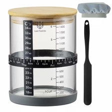 Sourdough Starter Jar Kit, 50 Oz. Glass with Scale Lines, Dough Scraper, Thermom