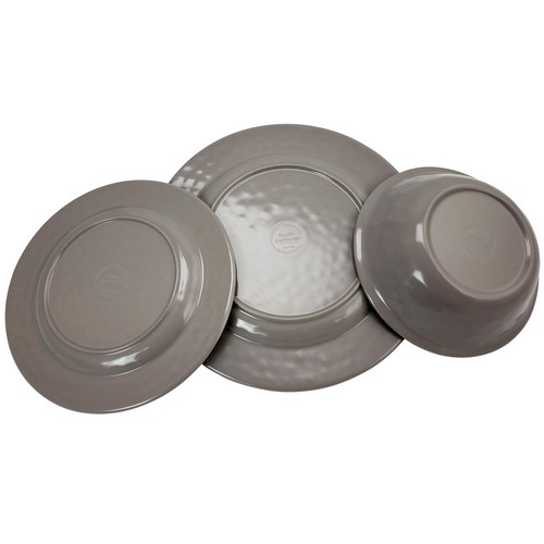 Mauna 12 pc Dinnerware Set - Grey - Crackle Look Decal - Melamine - 2720 G - GBX - Picture 2 of 4