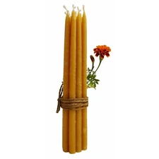 100% Beeswax 2-hour Taper Candles Organic - 7 1/2" Tall, 3/8" Thick (Pack of 12)