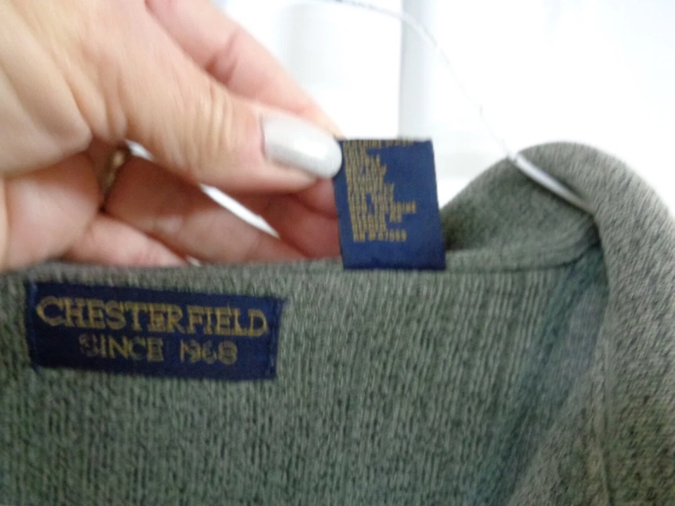 CAMISA JERSEY HOMBRE CHESTERFIELD MANGA LARGA VERDE GRISÁCEO ALGODÓN POLIÉSTER 2X Foto 3 de 4